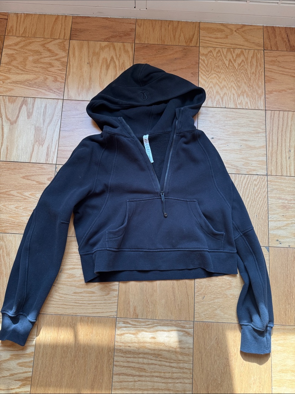 lululemon athletica Black Cropped Half-Zip Pullover Hoodie